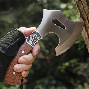 1PC, Outdoor Axe, Solid Wood Handle With Nylon Scabbard Axe, Camping Axe, Fire Axe, Portable Life-saving Axe With Gift Box, Small Axe For Camping Outdoor Survival, Garden Necessary Tools